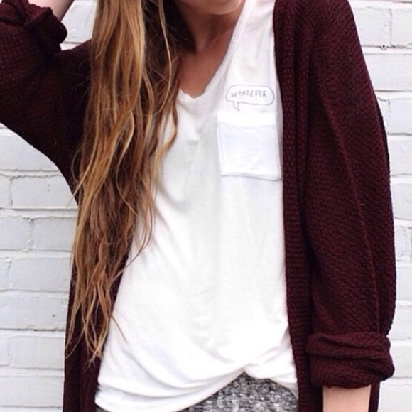 Brandy Melville Sweaters - Brandy Melville Drape Open Maroon Cardigan Sweater